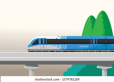 Metro train vector flat illustration