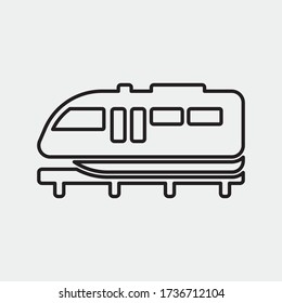símbolo de icono del vector del tren de metro