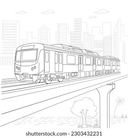 Metro train vector illustration