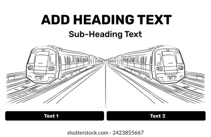 Metro train vector illustration sketch in black lines