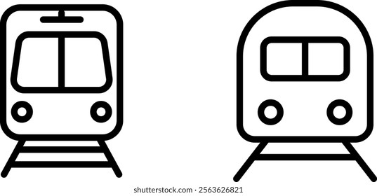 "Metro Train Vector Line Icon Set – Urban Transportation and Rail System"