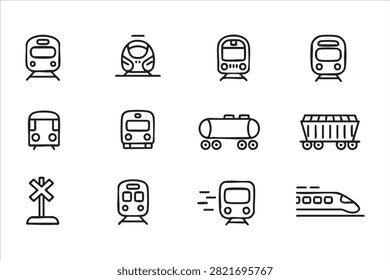 Metro Tram And High Speed Rail Line Icon Collection