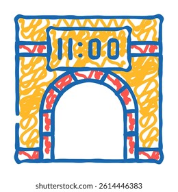 metro underground clock doodle icon sketch vector. metro underground clock sign. isolated symbol illustration