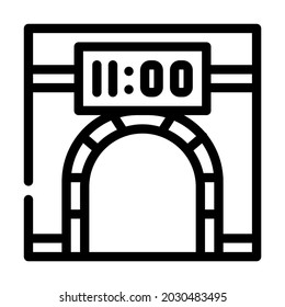 vector de icono de la línea de reloj subterránea del metro. señal del reloj subterráneo del metro. símbolo de contorno aislado ilustración negra