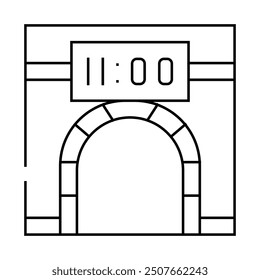 Metro metro metro línea de reloj icono Vector. metro metro reloj subterráneo signo. contorno aislado símbolo negro ilustración