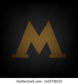 Metro or Underground or Subway icon. Icon as grid of small orange light bulb in darkness. Illustration.