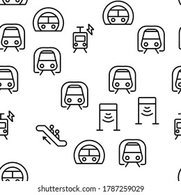 Metro Underground Vector Seamless Pattern Thin Line Illustration