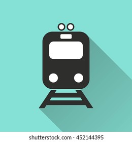 Metro vector icon with long shadow. IIllustration isolated for graphic and web design.