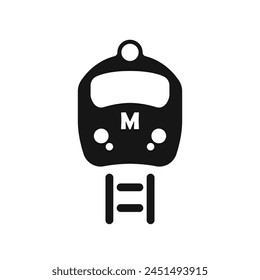 Metro vector icon. Subway Underground train vector. Train in subway tunnel logo. Train. Black vector train icon. Public rail transport symbol. Vector illustration.