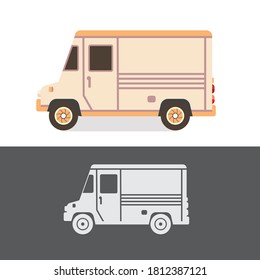 Metromite old school vintage van. Food or delivery retro truck. Car vector illustration.