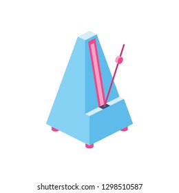 Metronome 3d vector icon isometric pink and blue color minimalism illustrate