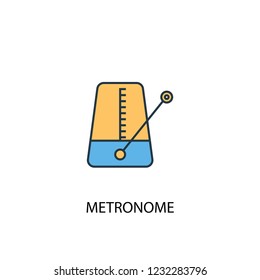 metronome concept 2 colored line icon. Simple yellow and blue element illustration. metronome concept outline symbol design from Music set