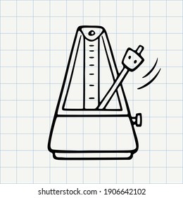 Metronome doodle icon. Hand drawn sketch in vector