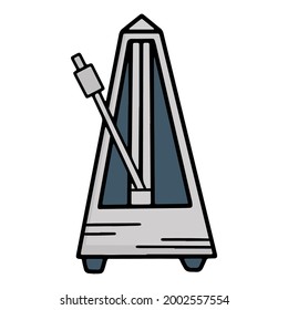 metronome doodle illustration. musical tempo equipment.