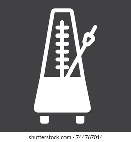 Metronome glyph icon, music and instrument, tempo sign vector graphics, a solid pattern on a black background, eps 10.