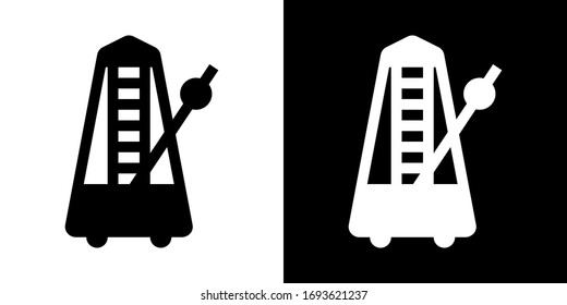Metronome. Glyph Icon in White and Black Version.