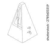 Metronome - hand drawn isometric black and white vector illustration.