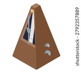 Metronome - hand drawn isometric vector illustration.
