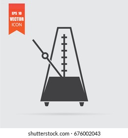 Metronome icon in flat style isolated on grey background. For your design, logo. Vector illustration.