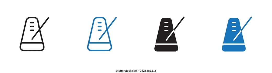 Metronome icon linear graphics set vector in black