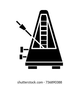 metronome icon, vector illustration, black sign on isolated background
