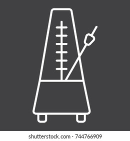 Metronome line icon, music and instrument, tempo sign vector graphics, a linear pattern on a black background, eps 10.