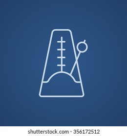 Metronome line icon for web, mobile and infographics. Vector light blue icon isolated on blue background.
