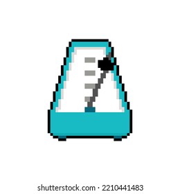 Metronome pixel art. 8 bit device that marks short intervals of time with even beats.