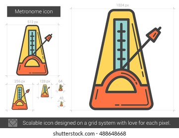 Metronome vector line icon isolated on white background. Metronome line icon for infographic, website or app. Scalable icon designed on a grid system.