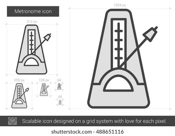 Metronome vector line icon isolated on white background. Metronome line icon for infographic, website or app. Scalable icon designed on a grid system.