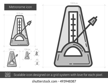 Metronome vector line icon isolated on white background. Metronome line icon for infographic, website or app. Scalable icon designed on a grid system.