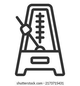 Metronome in work, rhythm report - vector sign, web icon, illustration on white background, outline style