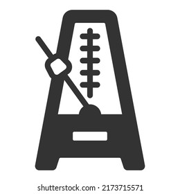 Metronome in work, rhythm report - vector sign, web icon, illustration on white background, glyph style