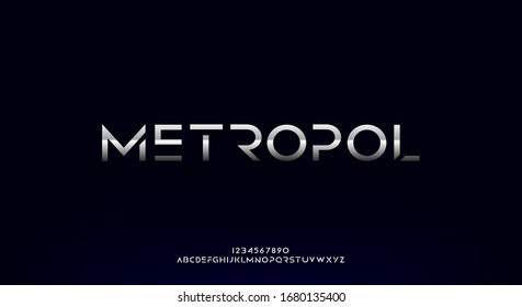 Metropol, an abstract technology futuristic alphabet font. digital space typography vector illustration design