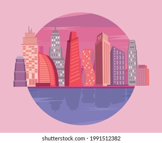 metropolis buildings urban scenic city
