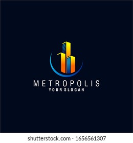 Plantilla de vectores de diseño de logotipos de ciudades de Metrópolis