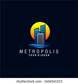 Plantilla de vectores de diseño de logotipos de ciudades de Metrópolis