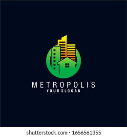 Metropolis City Logo Design Vector Template
