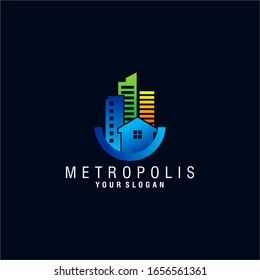 Metropolis City Logo Design Vector Template