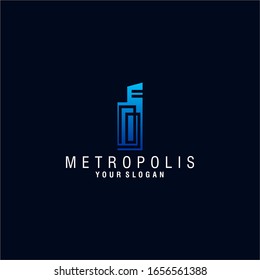 Metropolis City Logo Design Vector Template