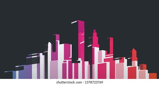 Metropolis - Colorful Urban Cityscape Silhouette, Vector Design