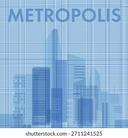 Metropolis cover, fabric effect. Vector design