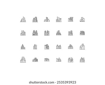 Conjunto de iconos de Metrópolis, diseño, Ilustración vectorial