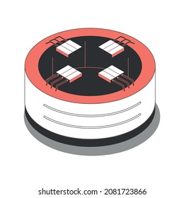 Metropolis isometric composition with isolated image of circle building vector illustration