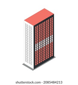 Metropolis isometric composition with isolated image of skyscraper building vector illustration