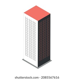 Metropolis isometric composition with isolated image of skyscraper building vector illustration