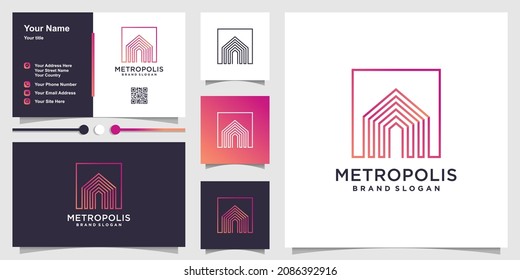 Metropolis logo design capital, apartment, real estate company Premium Vector