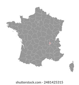 Metropolis of Lyon map, administrative division of France. Vector illustration.