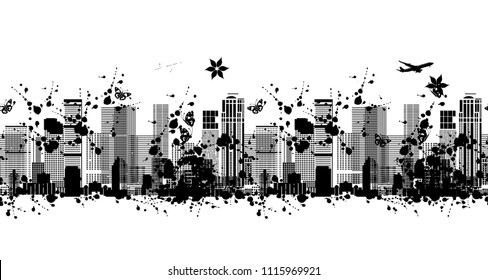 Metropolis silhouette, seamless pattern for your design