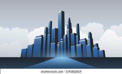 Metropolis - Concepto de diseño de vectores urbanos de paisajes urbanos con Skyline y Highway Leading Towards to the City